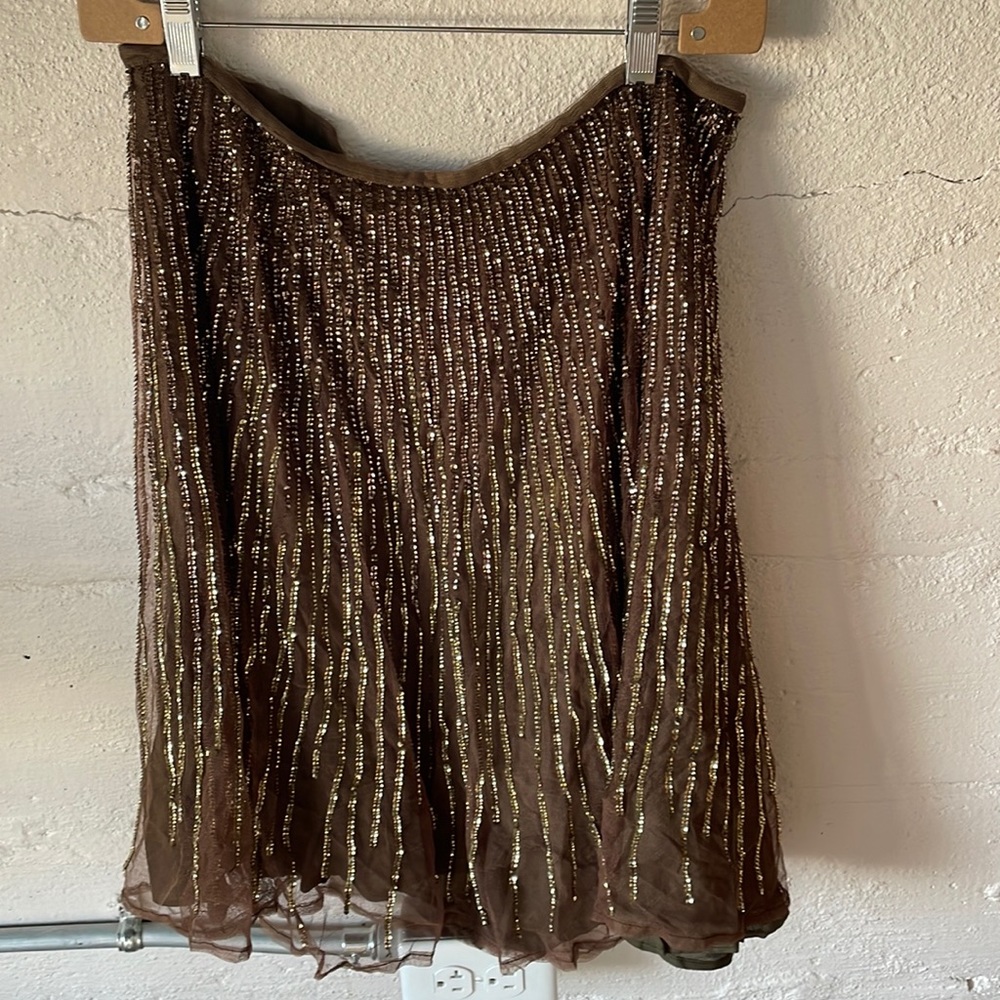 Vintage French Connection Skirt with Gold Sequins Size 12